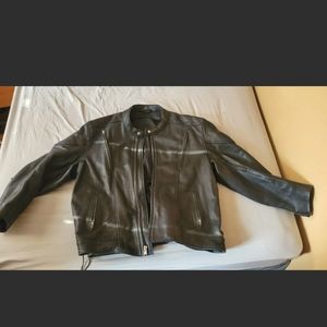 Black Genuine Leather Motorcycle Jacket Size 58